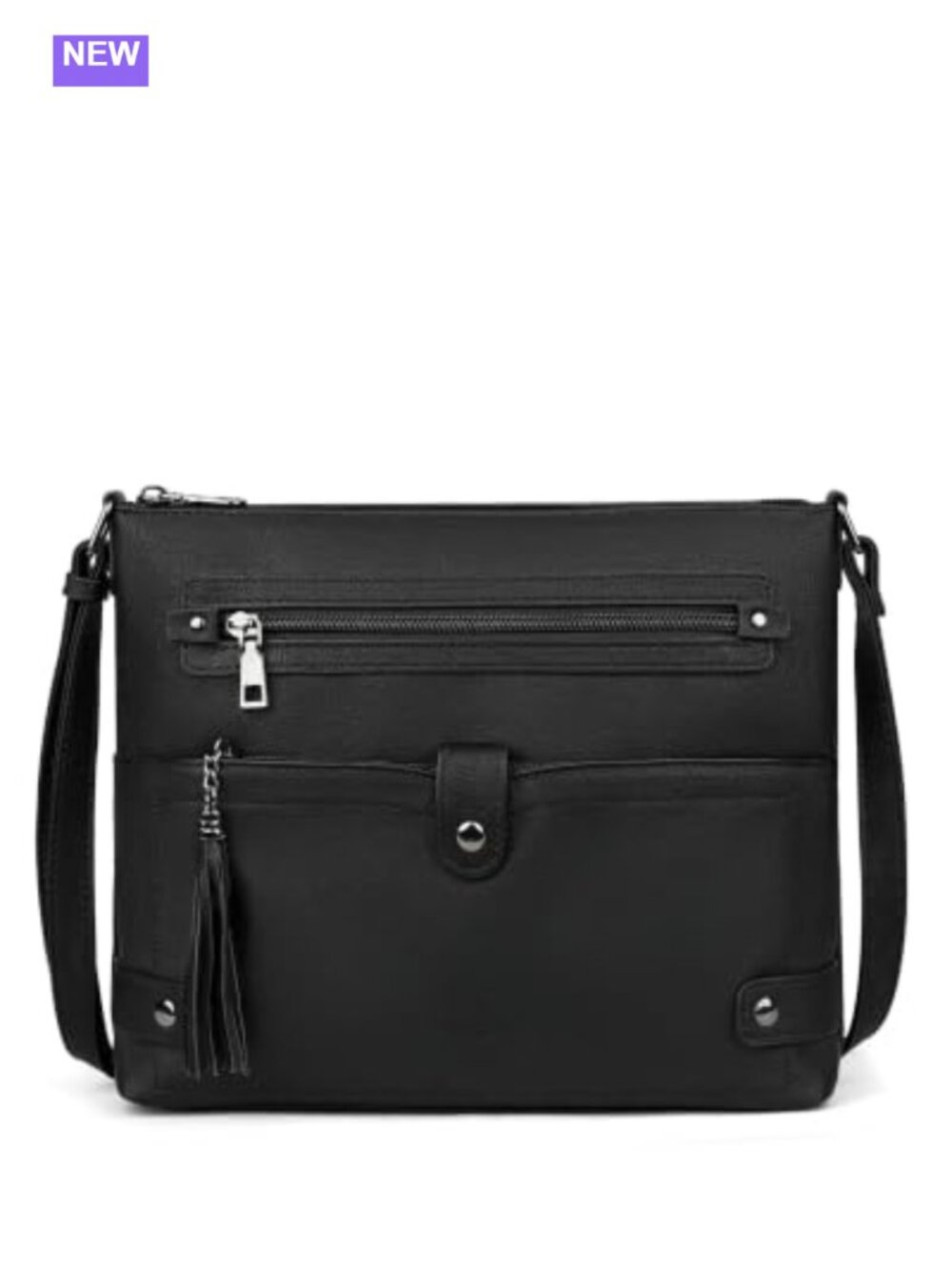 Waterproof PU Leather Crossbody Bag Large Satchel Multi-Pocket Purse
